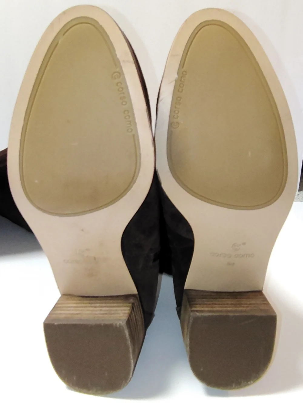 Corso Como Loval Over The Knee Leather Suede Half-Zip Block Heel Boots Brown 8